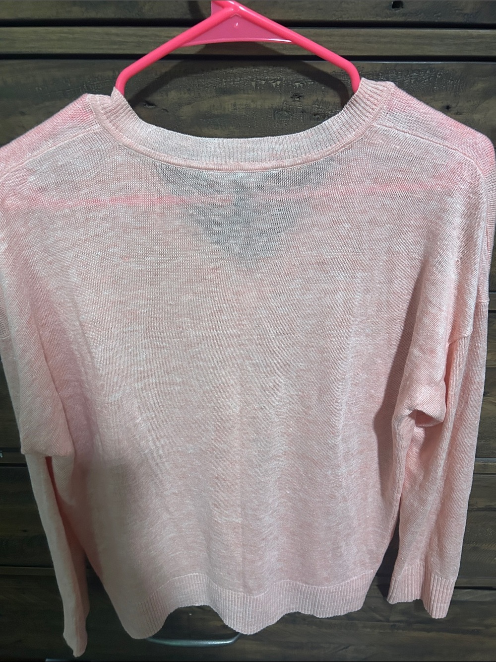 Eileen Fisher 100%Organic Linen Light Pink V-Neck Sweater. Fisherman. Coastal - Picture 3 of 6